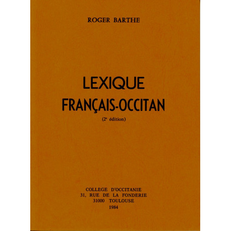 Lexique français-occitan - Roger Barthe